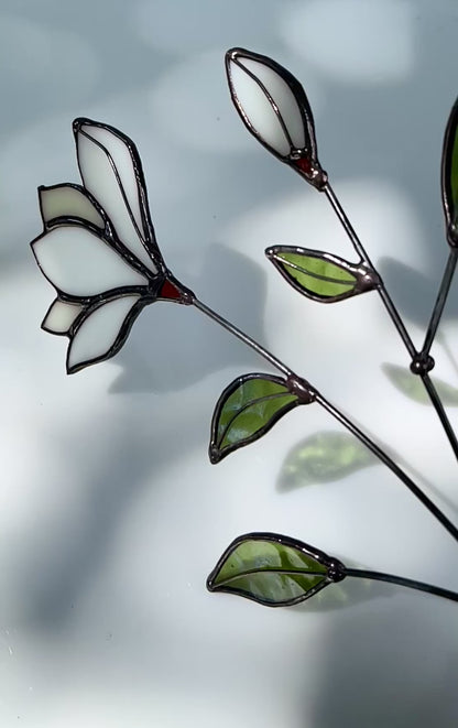 Handmade Stained Glass Magnolia Stem