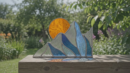 Winter Mountain Scape Stained Glass Corner