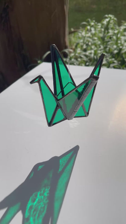 Stained Glass Origami Crane Suncatchers- Bird of Happiness