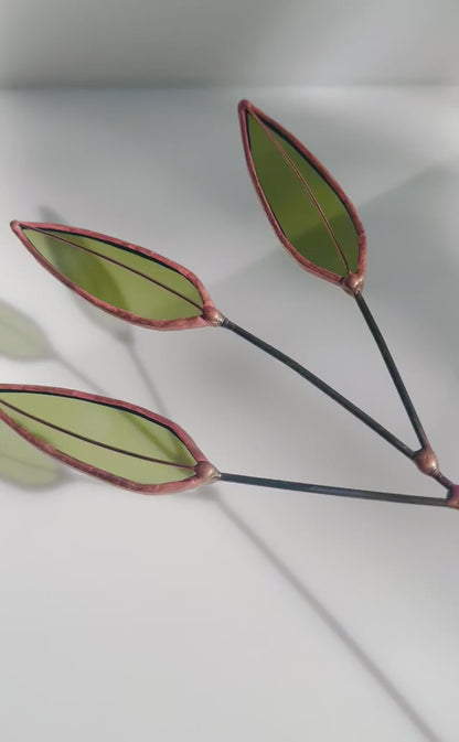 Stained Glass Sage Leaf Stem