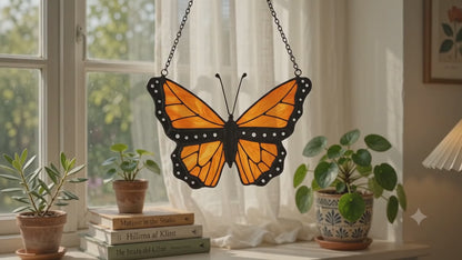 Stained Glass Monarch Butterfly Plant Stake: Best Gift Idea for Plant Lovers
