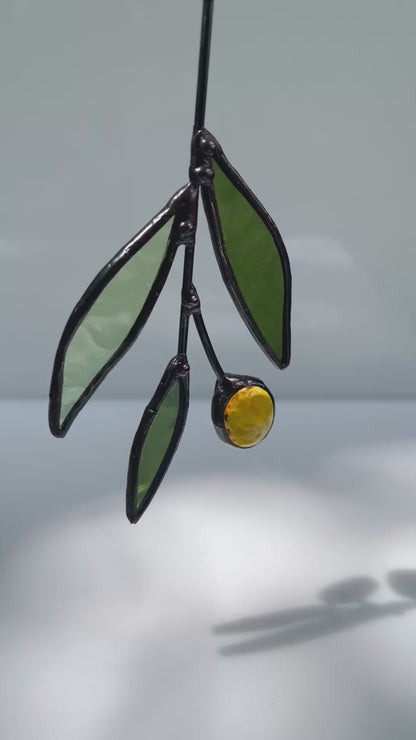 Mini Stained Glass Olive Branch Suncatcher