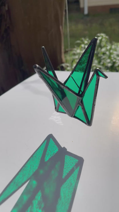 Stained Glass Origami Crane Suncatchers- Bird of Happiness