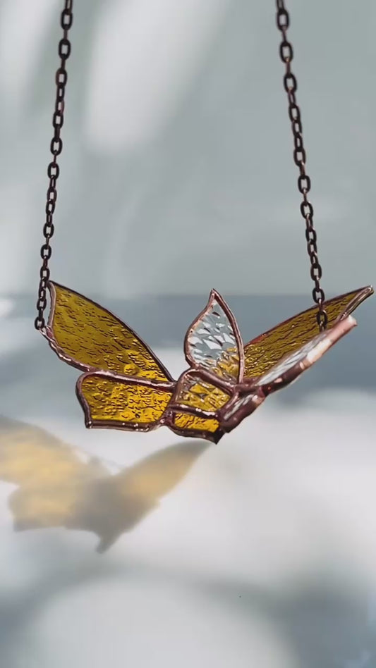Stained Glass Butterfly in Flight Suncatcher