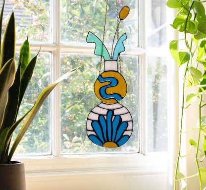 Stained Glass Art “Vase Refracting Light” - Samara Designs Studio