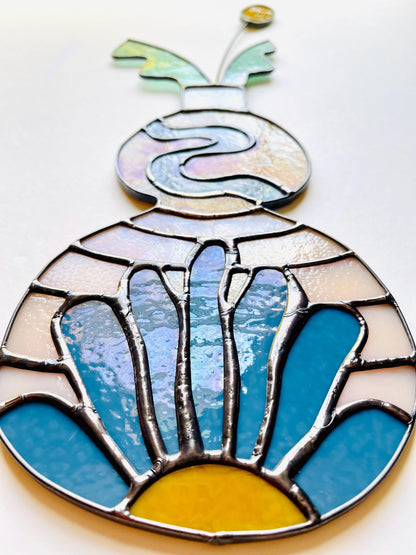 Stained Glass Art “Vase Refracting Light” - Samara Designs Studio