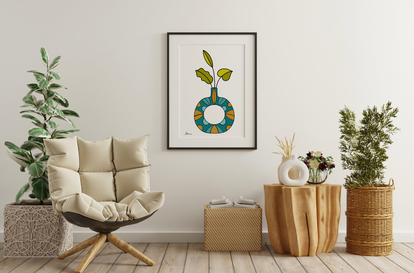Boho Vase Art Print - Samara Designs Studio