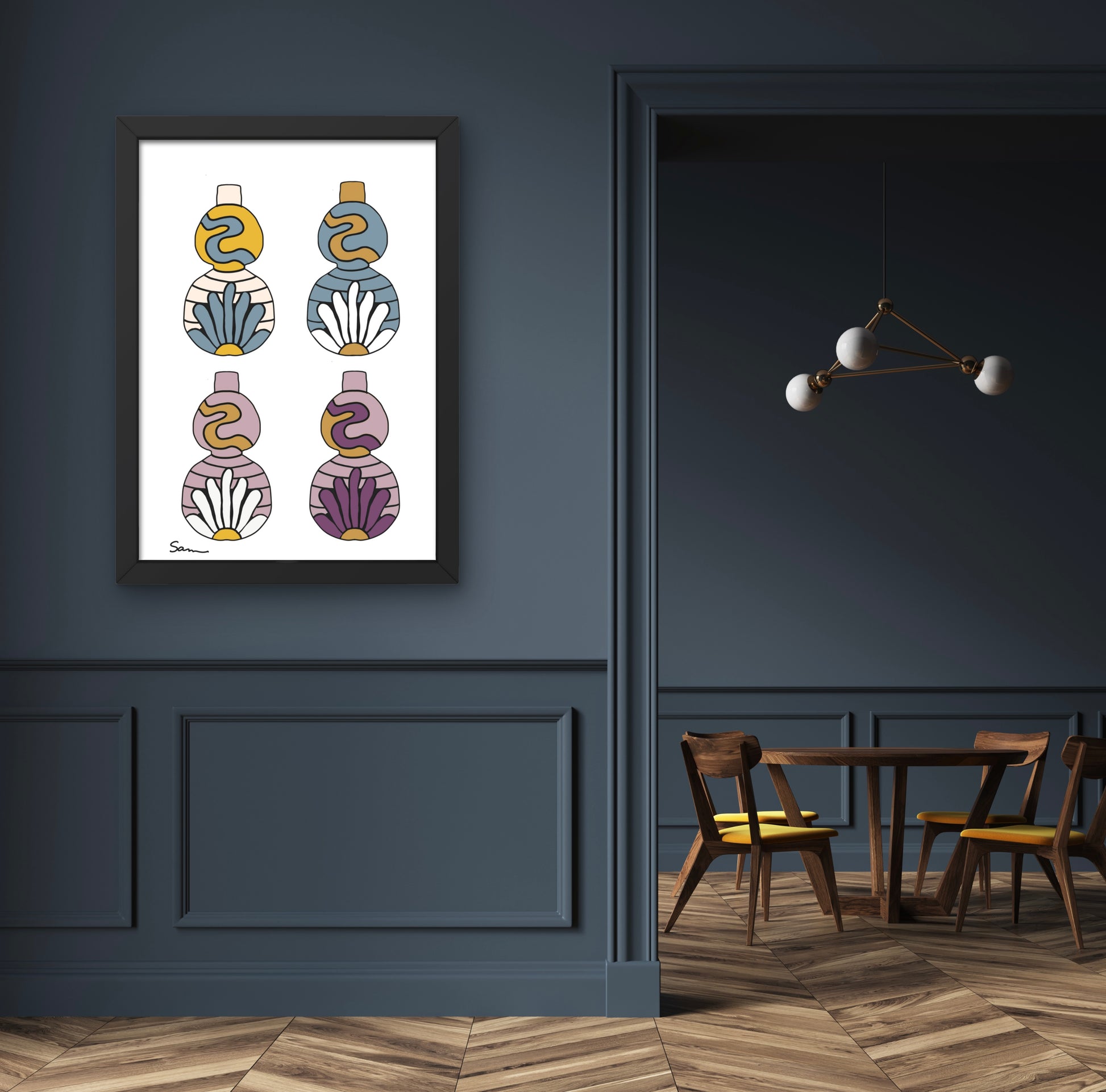 Colorful Boho Vase Art Print - Samara Designs Studio