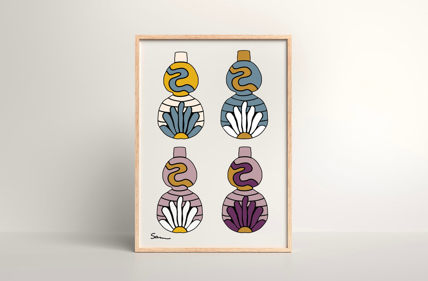 Colorful Boho Vase Art Print - Samara Designs Studio