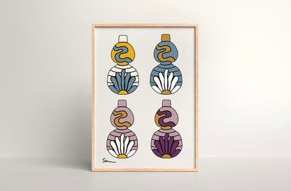Colorful Boho Vase Art Print - Samara Designs Studio