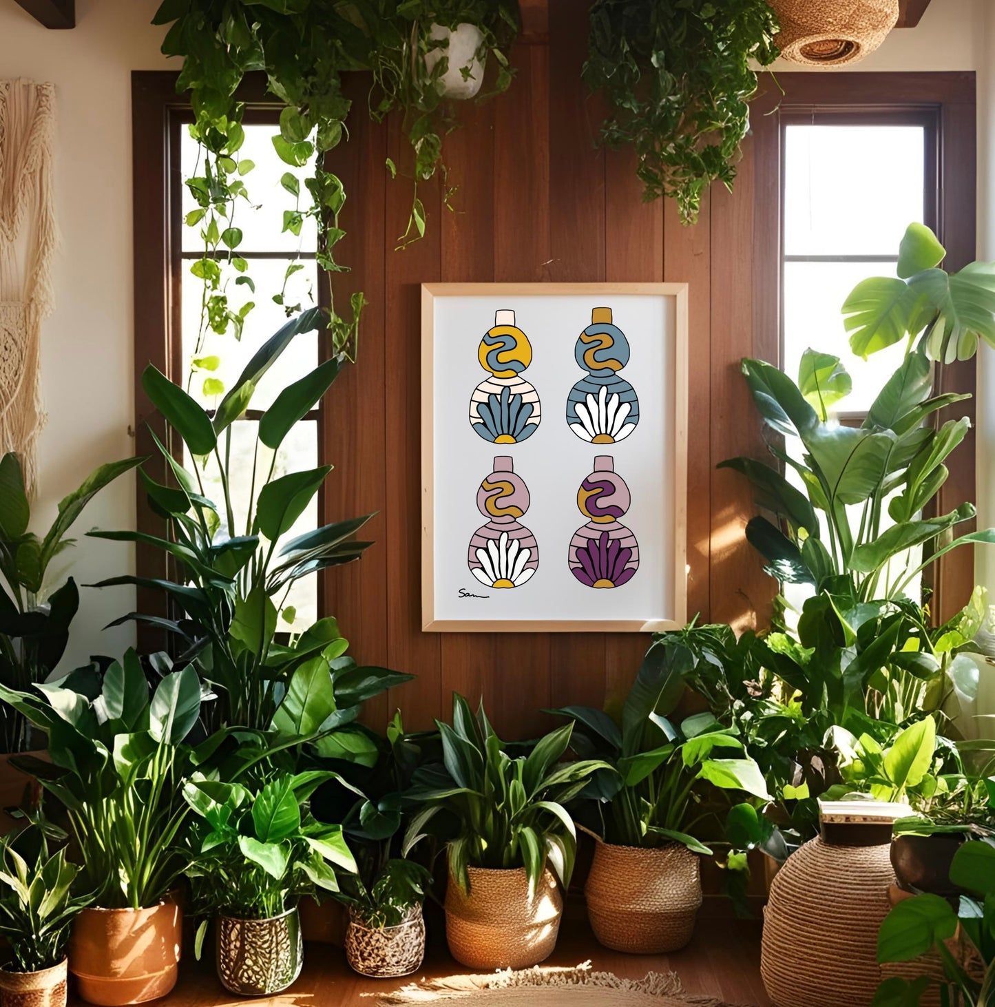 Colorful Boho Vase Art Print - Samara Designs Studio