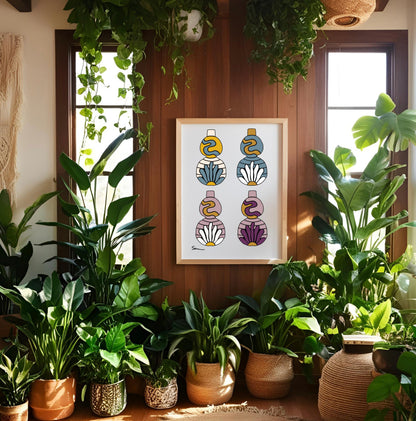 Colorful Boho Vase Art Print - Samara Designs Studio