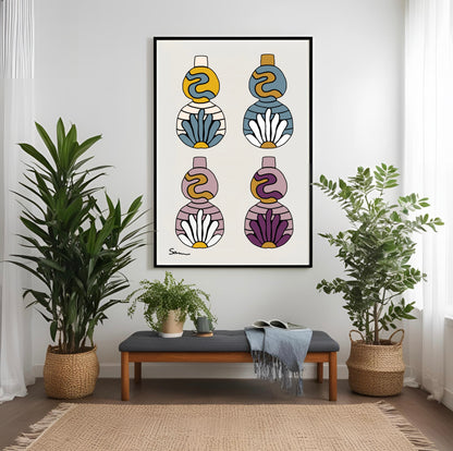 Colorful Boho Vase Art Print - Samara Designs Studio
