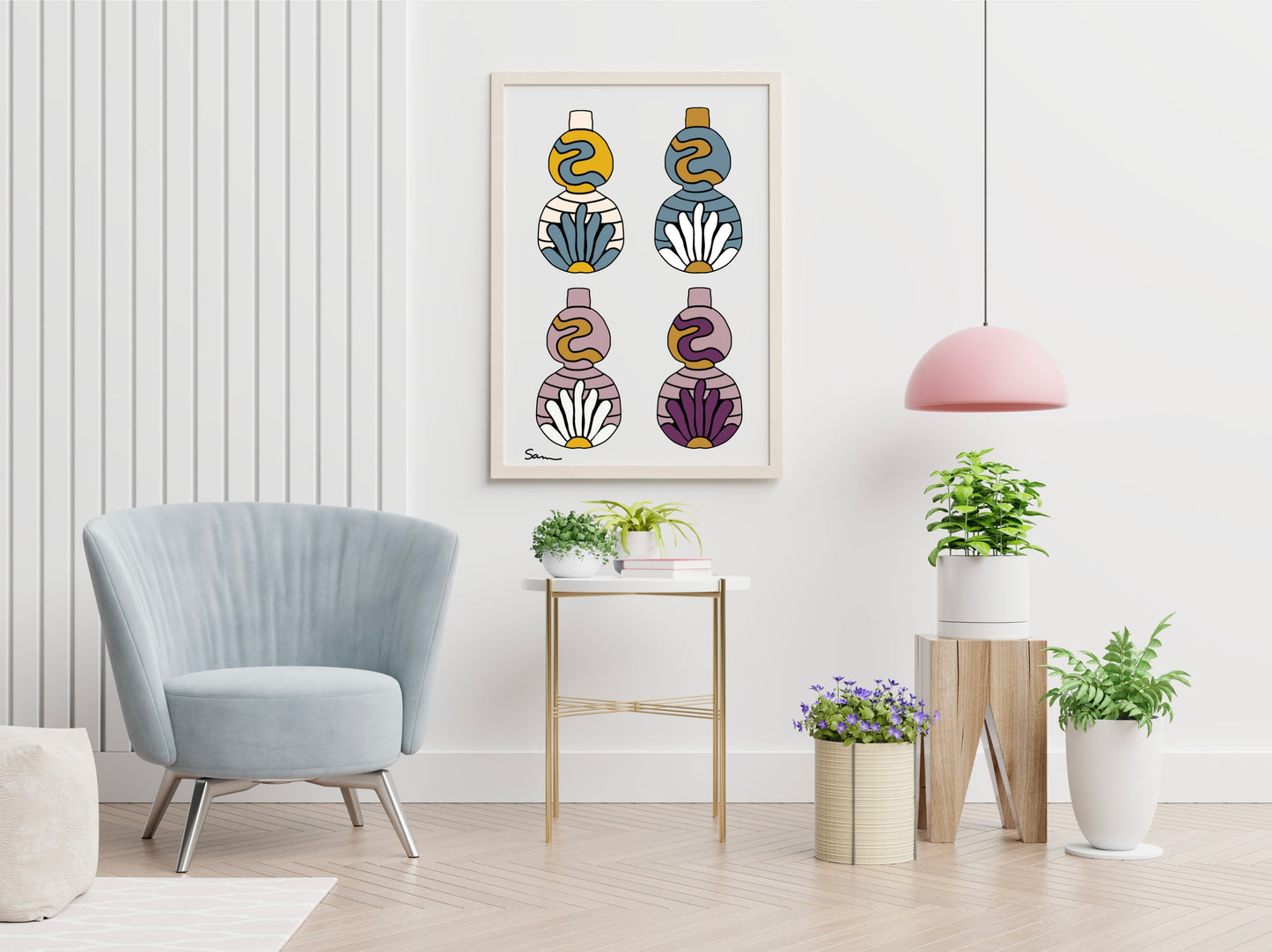 Colorful Boho Vase Art Print - Samara Designs Studio