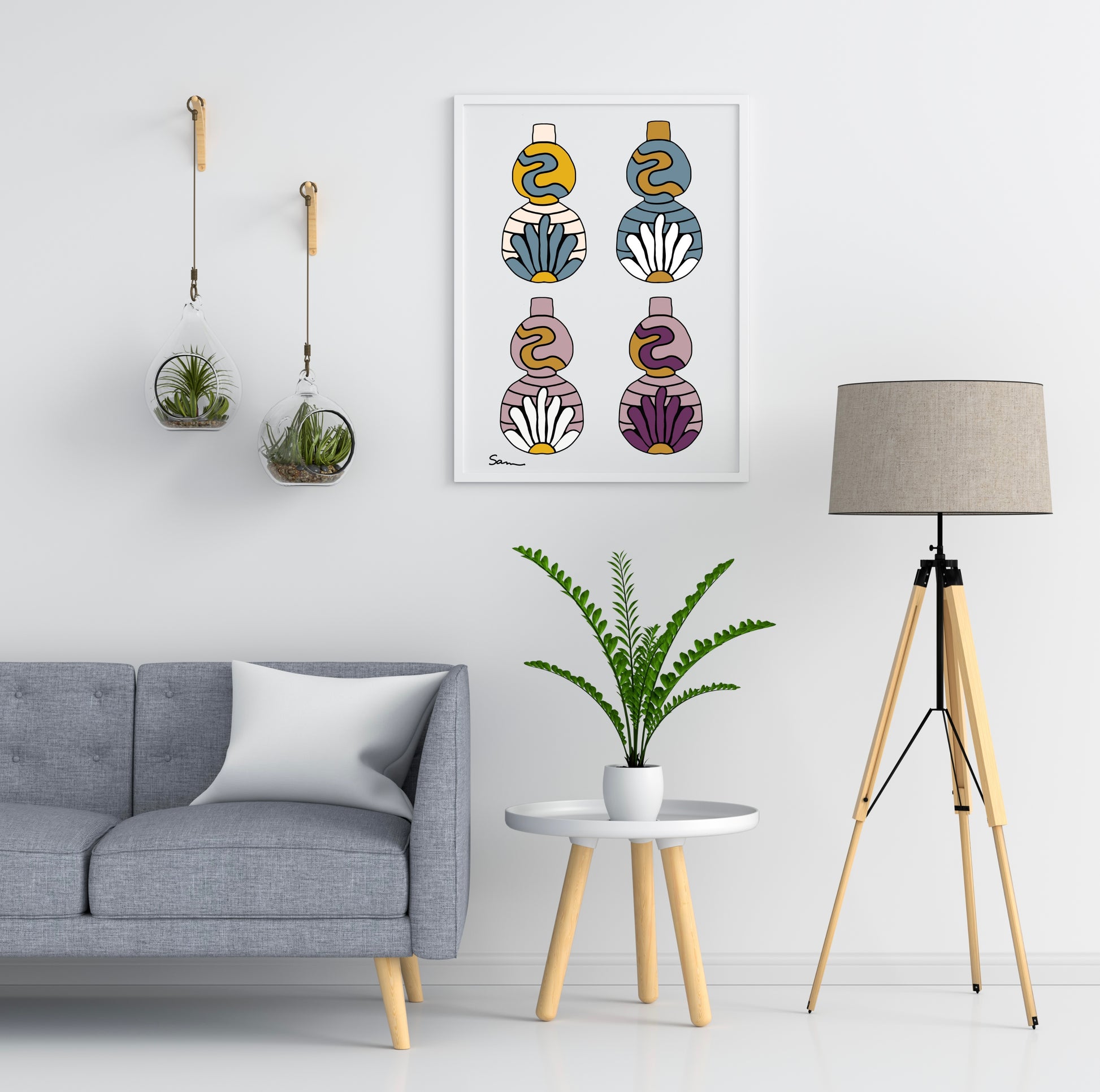 Colorful Boho Vase Art Print - Samara Designs Studio