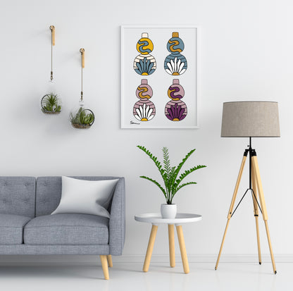 Colorful Boho Vase Art Print - Samara Designs Studio