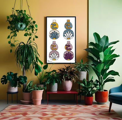 Colorful Boho Vase Art Print - Samara Designs Studio
