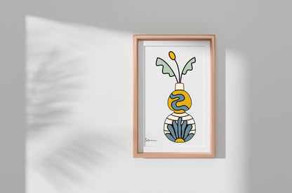 Modern Pottery Vase Art Print - Samara Designs Studio