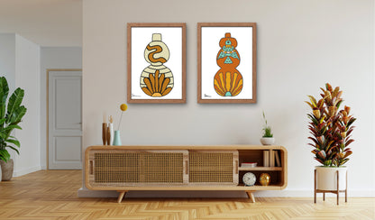 Southwestern Folk Art Pottery Art Print - Samara Designs Studio