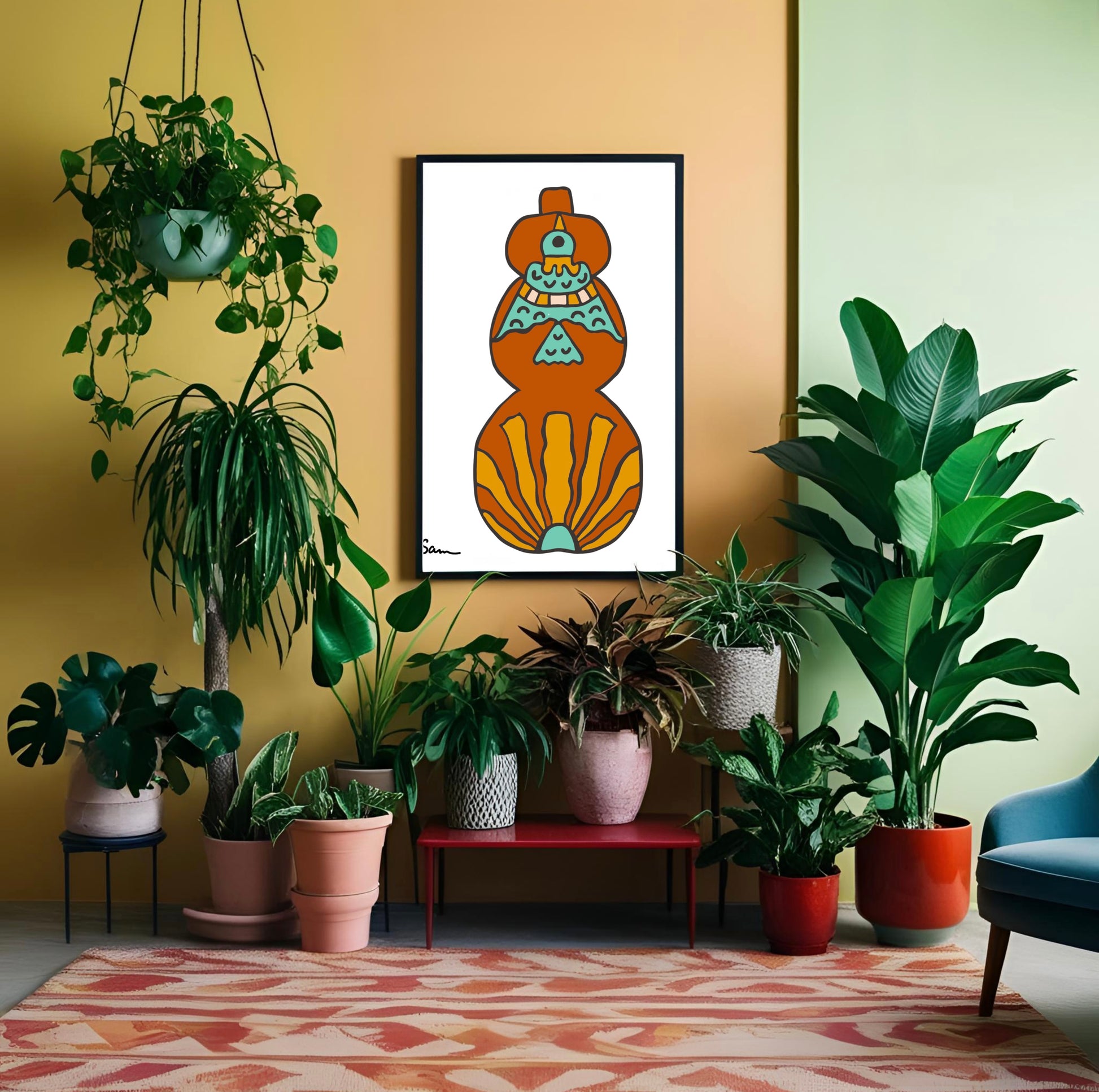 Southwestern Folk Art Pottery Art Print - Samara Designs Studio